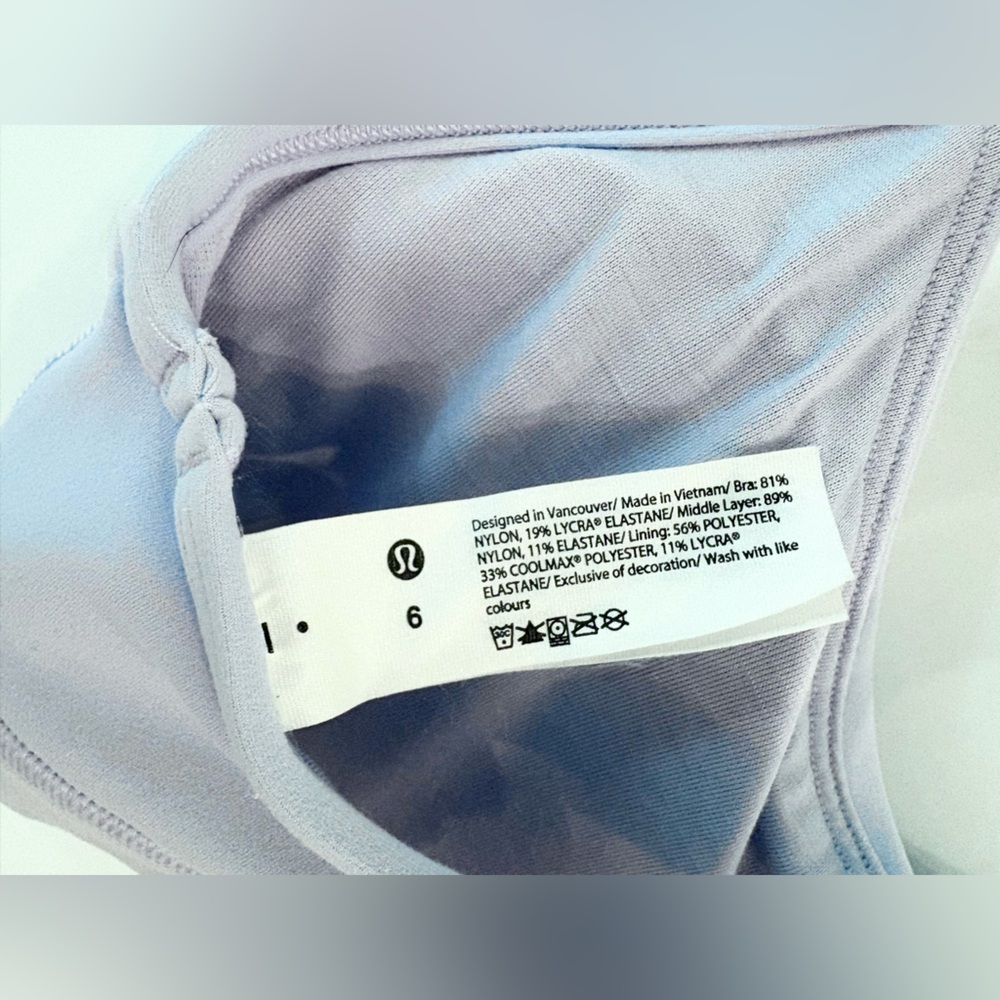 Lululemon Athletica Lavender Light Purple Sports Bra - Size 6 - Picture 3 of 3